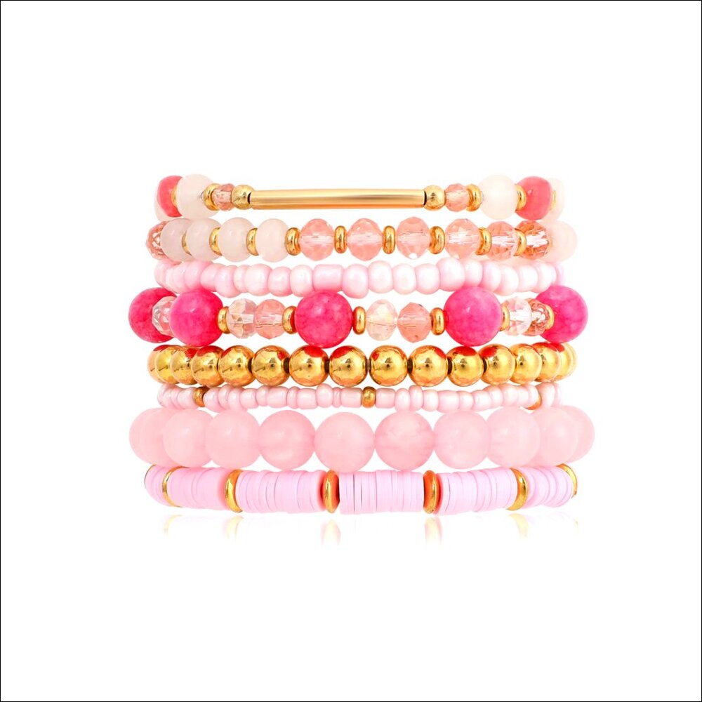 Multi-Layer Beaded Stacking Bracelet Set, 8 Pcs S… - image 1